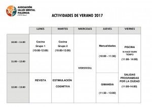 CUOTAS Y HORARIO 2017 VERANO 2017