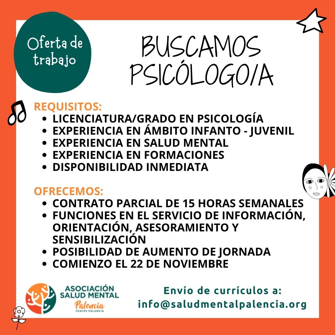 Oferta de | ASOCIACIÓN SALUD MENTAL PALENCIA